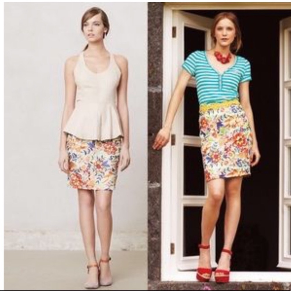 BARASCHI fiore anthropology embroidered skirt